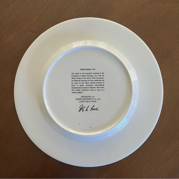 Vintage SARAH COVENTRY 1971 REX WOOD DUCK PLATE EUC - Picture 2 of 2